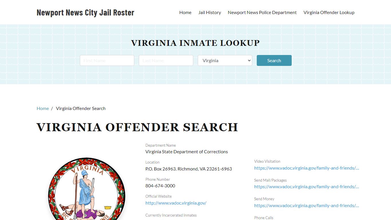 Virginia Offender Lookup, City Jail Records Search - Newport News City Jail